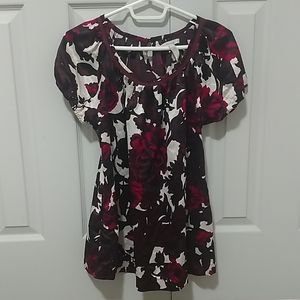 ⚓Burgundy Floral Maternity Blouse with Pockets
